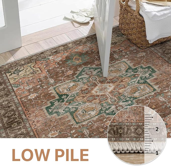 GENIMO 9x12 Area Rugs for Living Room, Non Slip Machine Washable Vintage Rugs - Image 5