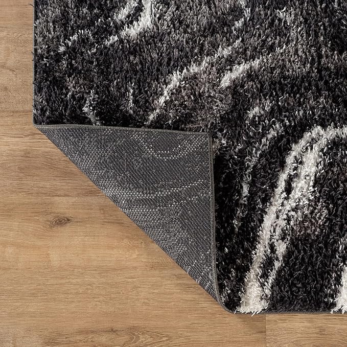Rugshop Abstract Marble Shag Area Rug Anthracite Dark Gray 2' x 3' Ideal - Image 5