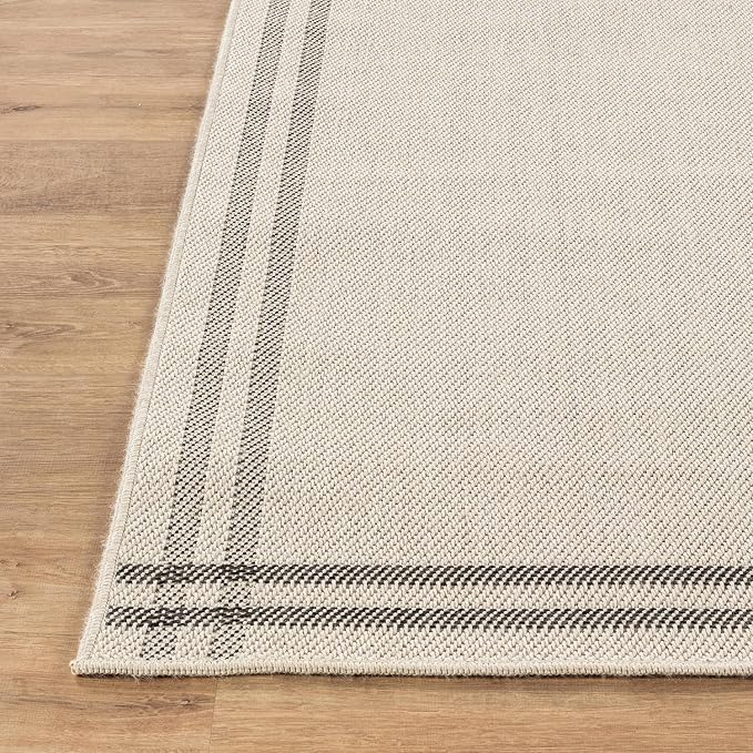 Easy Jute Rugs 2x7 Bordered Bone Color Living Room Indoor Outdoor Runner Rug - Image 5