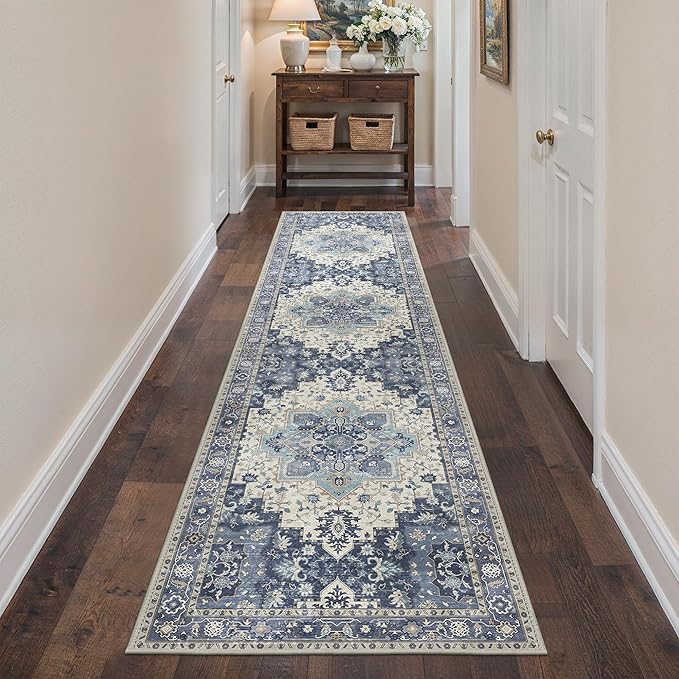 2'6''x10 Runner Rugs for Hallway, Machine Washable Non Slip Vintage Rugs by BESBLEE