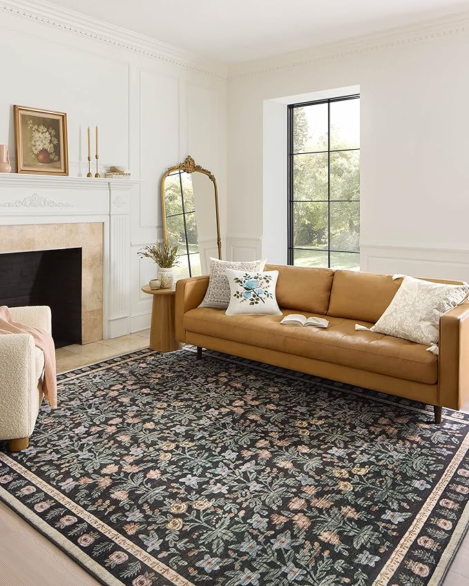 Loloi Rifle Paper Co. Eden Collection EDE-02 Mughal Garden Black 5'-0" x 7'-6" by Loloi