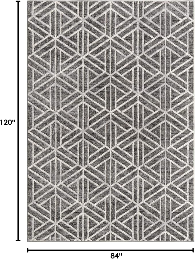 Rugs.com Lattice Trellis Collection Rug – 7' x 10' Gray Low-Pile Rug Perfect - Image 2