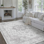 Grey Gray Area Rug 6x9 Washable Vintage Carpet - Image 5