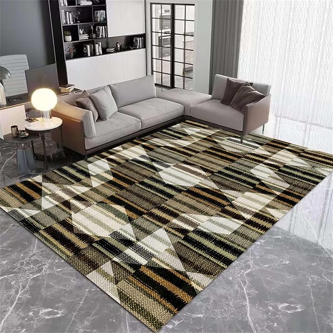 Large Living Room Area Rug 5x7ft, Modern Geometric Rugs, Machine Washable & - Image 3