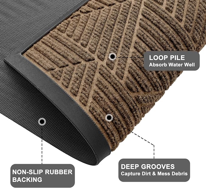 Kitinjoy Front Door Mat Outside Entrance, Sturdy Natural Dirt Trapper, Heavy - Image 4