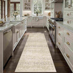 HUGEAR 2x6 Washable Area Rug Beige Runner Rug Vintage Neutral Non Slip Soft by HUGEAR