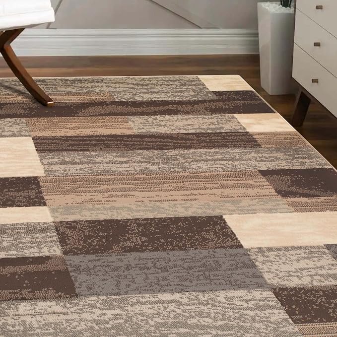 SUPERIOR Indoor Area Rug, Jute Backed, Modern Geometric Patchwork Floor Decor - Image 9