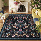 Vintage Medallion Floral 5x7 Area Rugs, Machine Washable Non-Slip, Low Pile by Vowkten
