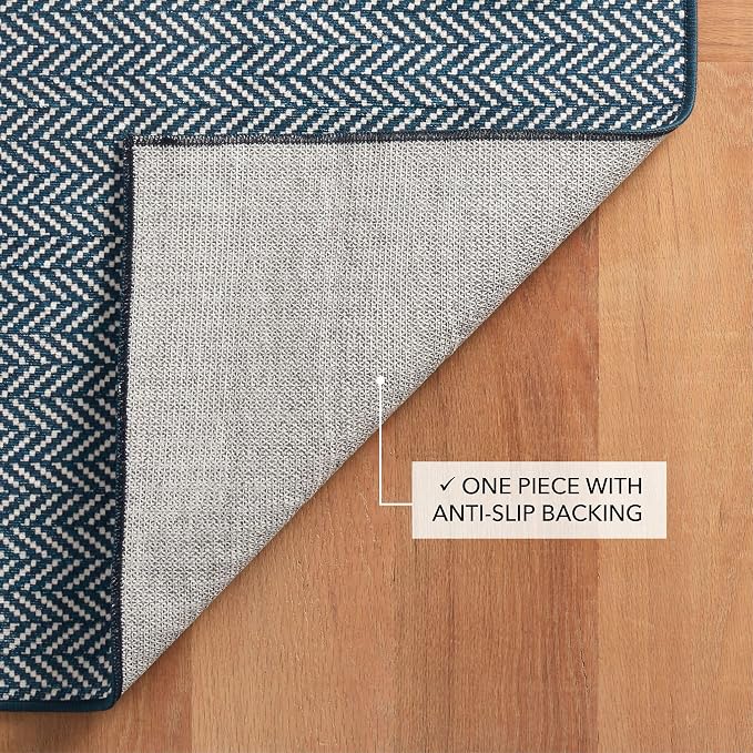 Dash and Albert Herringbone Machine Washable Area Rug - Image 6