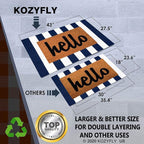 KOZYFLY Striped Outdoor Rug 27.5x43 Inches Front Door Rug Navy and White Woven - Image 2