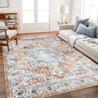 Area Rug 6x9 Washable Rug Tangerine Vintage Traditional Floor Cover Thin Retro by CHAMPLANT