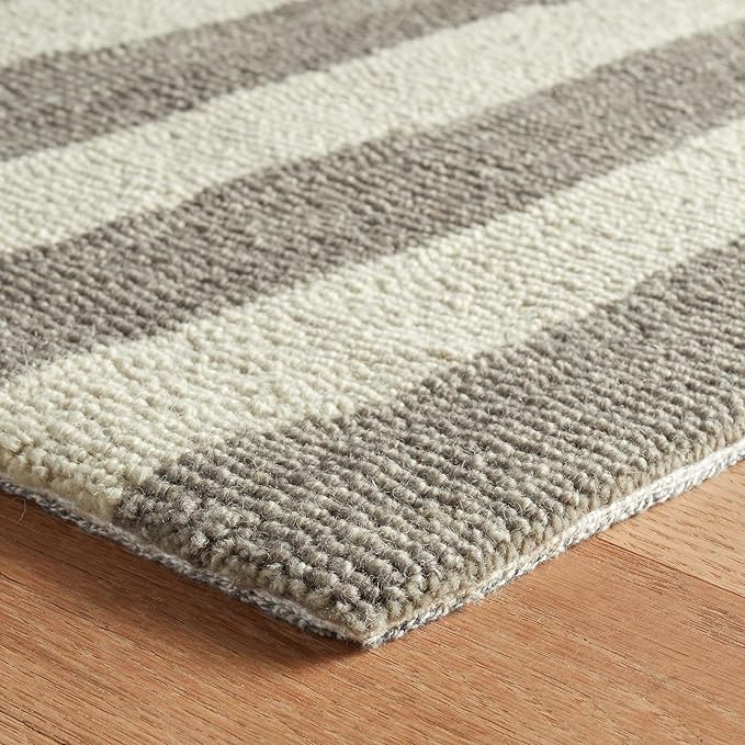 Dash & Albert Silas Stripe Grey Hand Micro Hooked Wool Rug, 3 X 5 Feet - Image 7