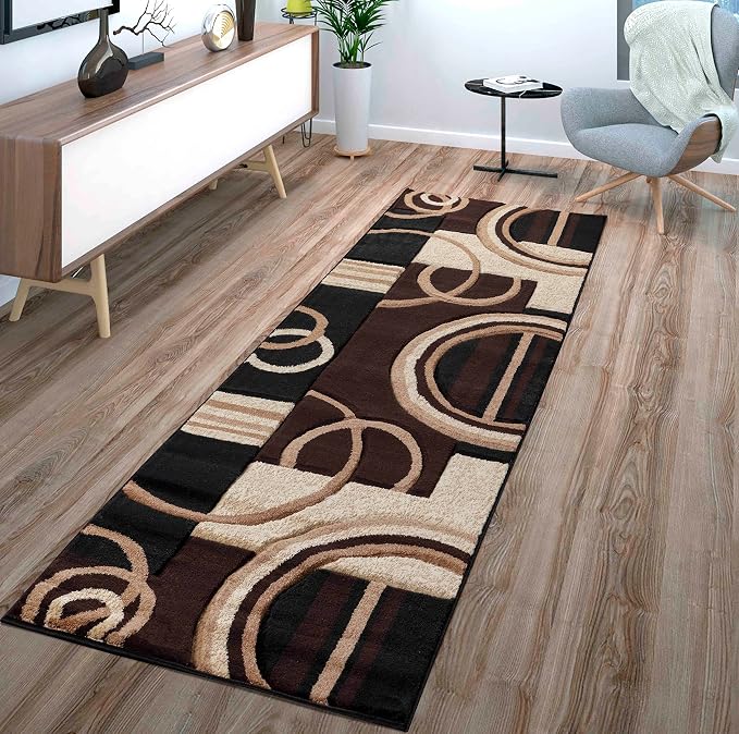 GLORY RUGS Area Rug Modern 2x7 Brown Soft Hand Carved Contemporary Floor Carpet by GLORYRUGS