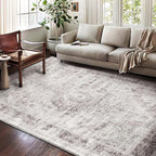 Washable Area Rug 8'x10' Floral red Boho Design Non-Shedding Non-Slip Easy Care - Image 2