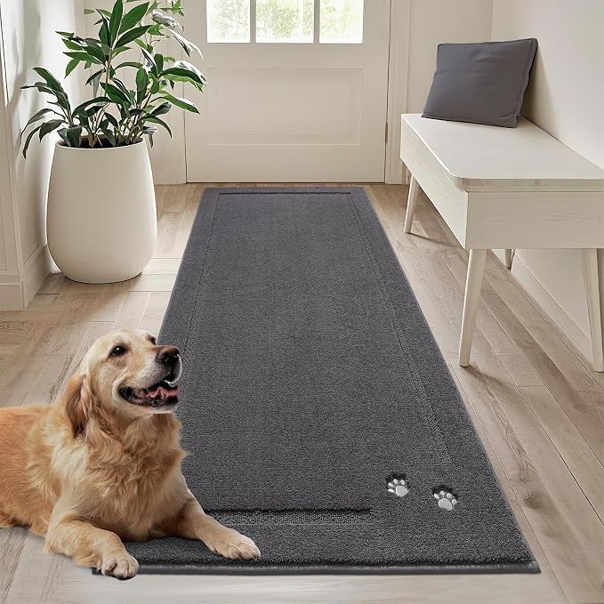 BEQHAUSE Dog Door Mat for Muddy Paws 32"x70" Dirt Trapper Absorbent Doormat Non by BEQHAUSE