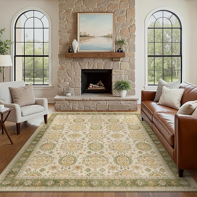 8x10 Area Rug Machine Washable Boho Rug by BAVNI