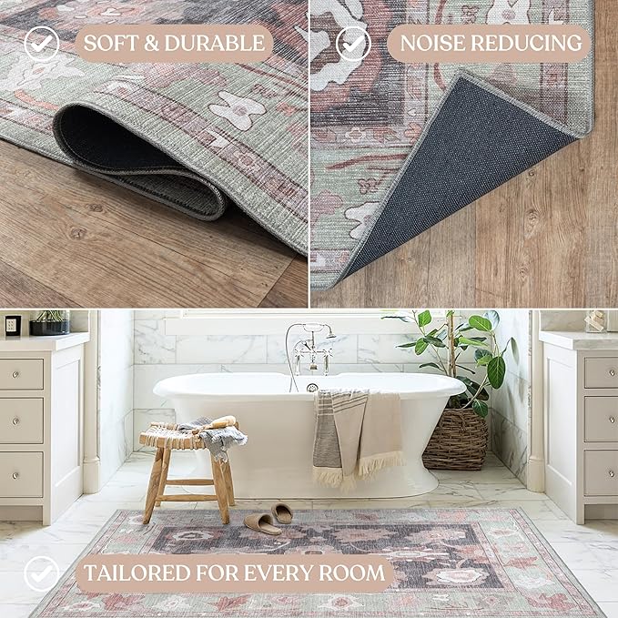 Fame Living Green Oushak Rug, Modern Small Rugs, Door Mat, Doormat - Image 6