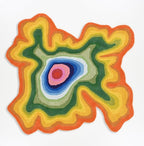 Irregular Shaped Handmade Wool Area Rug | Modern Colourful Stripe Premium - Image 2