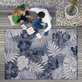 CAMILSON Indoor Outdoor Rug Navy Blue 4x6 Leaf Tropical Botanical Area Rugs by CAMILSONIndoorOutdoorAreaRugs