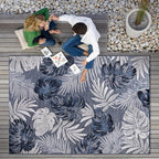 CAMILSON Indoor Outdoor Rug Navy Blue 4x6 Leaf Tropical Botanical Area Rugs by CAMILSONIndoorOutdoorAreaRugs