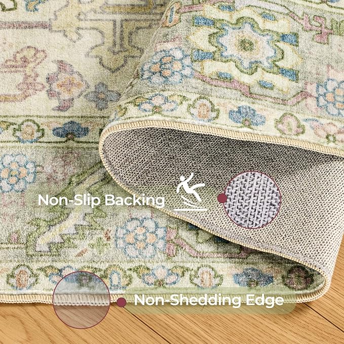Kokia 9x12 Washable Sage Green Area Rugs - Image 6