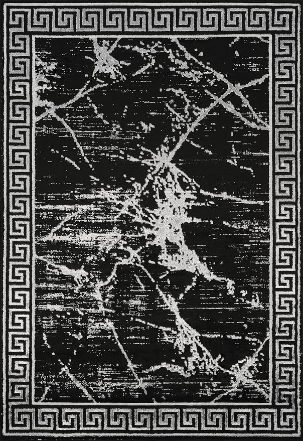 GLORY RUGS Area Rugs Marble 4x5 Black Gray Carpet Modern Abstract Rug Living - Image 2