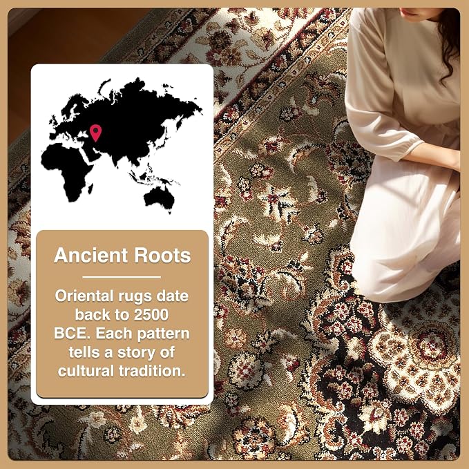 Well Woven Barclay Collection Medallion Kashan Green 4x5 Area Rug - Image 6