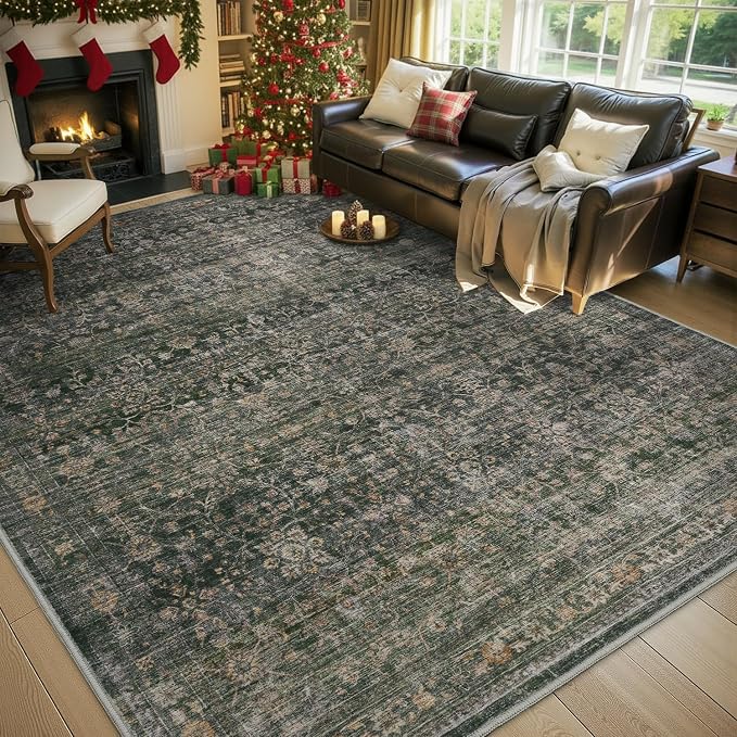 MontVoo-Vintage Area Rug 5X7 Green Rugs by MontVoo