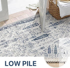 Bavni Rugs for Living Room, Floral Non Slip Machine Washable Rug, Neutral Low - Image 4