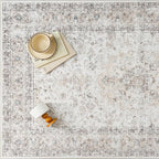 3x4 Washable Vintage Area Rug for Living Room Bedroom Beige Grey Soft - Image 6