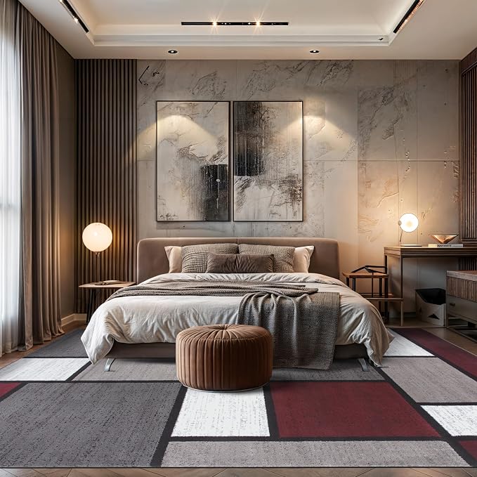 Rugshop Modern Geometric Boxes Red Area Rug, Non-Shedding Carpet - Image 10