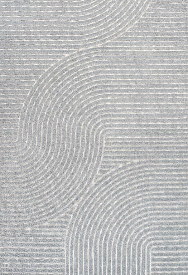 JONATHAN Y Hallie High-Low Curve Light Blue/Cream 8x10 Indoor/Outdoor Area Rug - Image 12