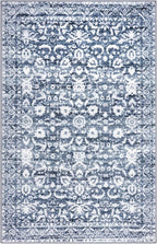 Vintage Floral 3x5 Rug, Light Blue White Entryway Rug Small Area Rug Washable - Image 9