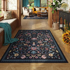Vintage Medallion Floral 3x5 Washable Rug, Soft Low Pile Area Rug, Non-Slip - Image 2