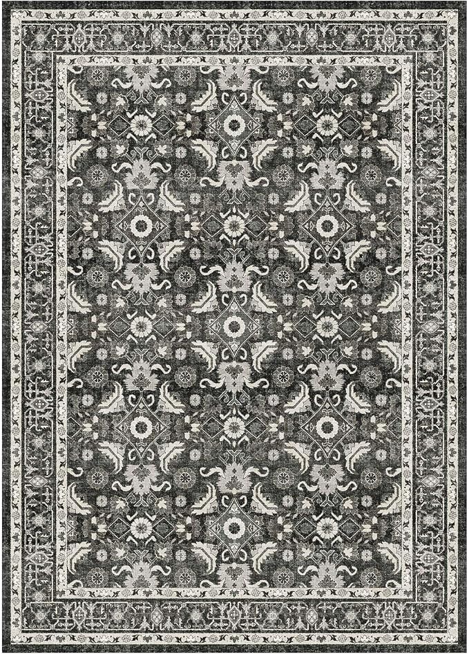 WITSHOCK Living Room Area Rugs 7x9: Soft Non-Slip Backing Washable Rugs Vintage - Image 7