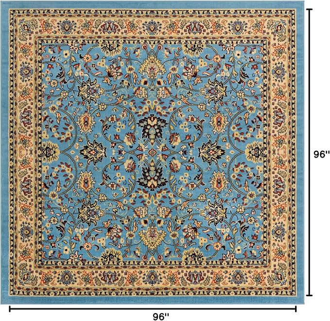Rugs.com Yasmin Collection Rug – 8 Ft Square Light Blue Medium Rug Perfect - Image 2