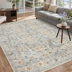Washable Living Room Rug: 9x12 Boho Floral Soft Area Rug - Image 3
