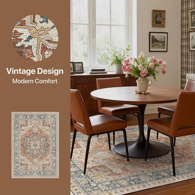 GENIMO 5X7 Area Rugs for Living Room, Machine Washable Vintage Floor Cover - Image 2