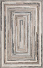 Company C Concentric Squares Wool Area Rug 5' X 8' Gray Striped by CompanyC