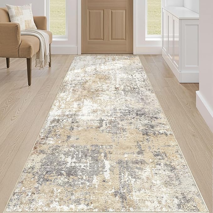 Runner Rug Kitchen Washable Rugs: 3x10 Non-Slip Abstract Soft Modern Stain - Image 4
