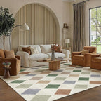 8x10 Checkered Area Rugs for Living Room Colorful Machine Washable Large Rug by PureCozy
