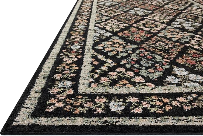Loloi Rifle Paper Co. Laurel Collection LAU-04 Black/Multi 2'-8" x 8' Runner Rug - Image 3