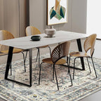Area Rug 5'x7' Cyan Khaki Washable Vintage Traditional Floor Cover Thin Retro - Image 2