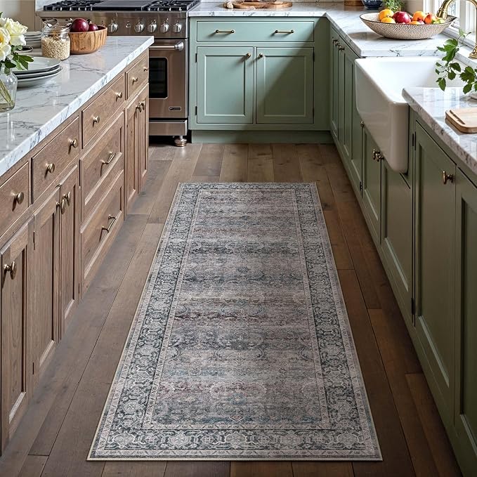 HUGEAR 2x6 Runner Rug Non Slip Washable Area Rug Purple Vintage Neutral - Image 2
