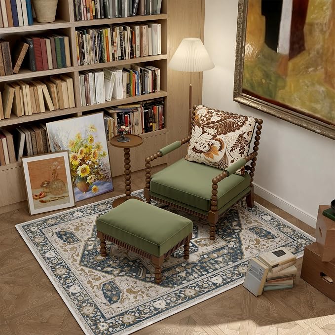 EnHomee 4x6 Washable Area Rugs for Bedroom, Boho Vintage Rugs, Foldable Area by EnHomee