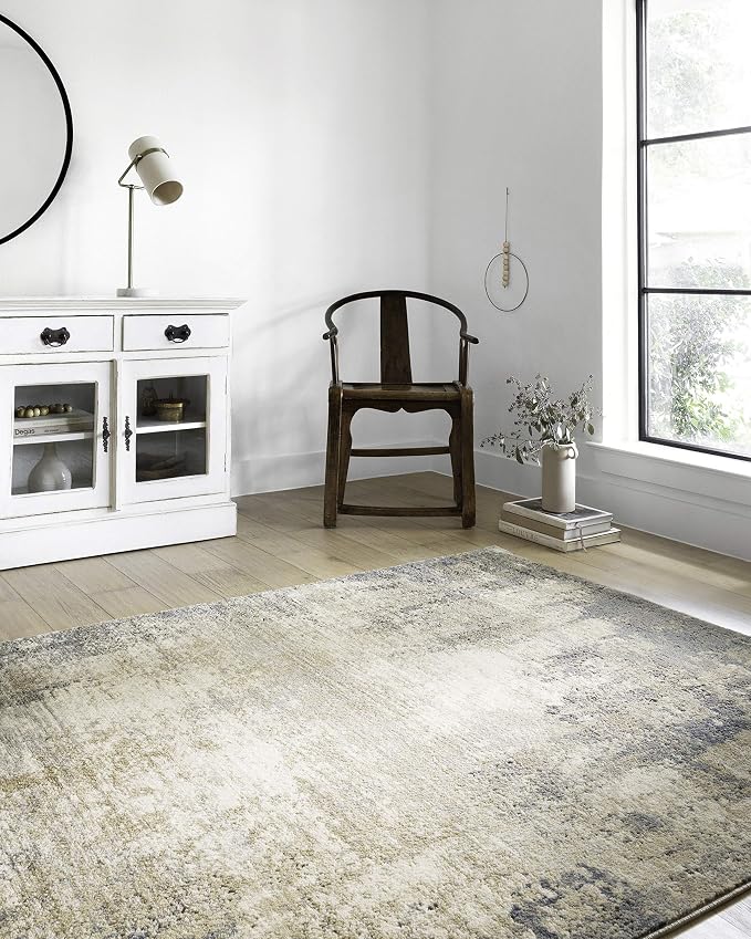 Loloi Teagan Collection TEA-08 Ivory/Mist 11'-6" x 15' Area Rug, Soft Neutral by Loloi