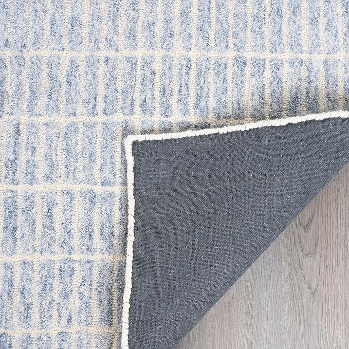 Hand-Tufted 100% Wool Area Rug – Unique Modern Geometric Grid Pattern, Soft - Image 5