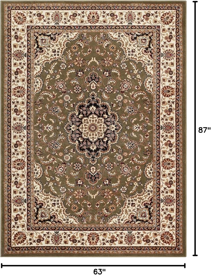 Well Woven Barclay Collection Medallion Kashan Green 5x7 Area Rug - Image 3