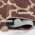Lahome Moroccan Outdoor Rug 5x7, Easy Jute Red Washable Rugs - Image 3