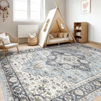 9x12 Area Rug Living Room: Washable Boho Large Neutral Vintage Soft Rugs Stain - Image 5